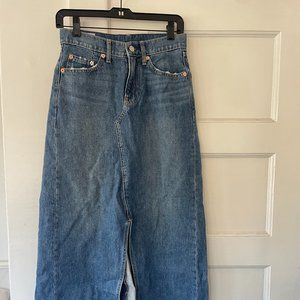 Gap chic denim maxi skirt with front slit